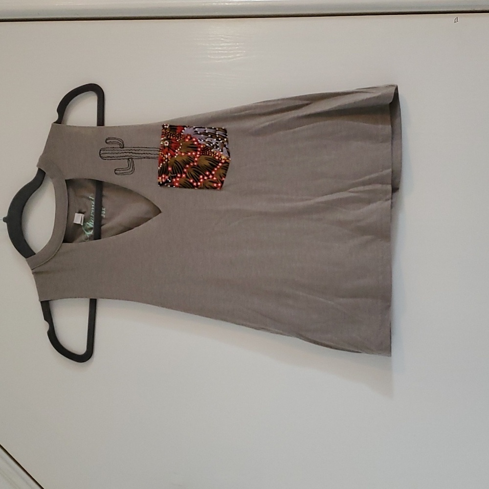 Charmed Fox Small Grey Cactus Pocket Shirt